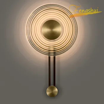

Modern LED Glass Clock Wall Lamp Lighting Light Luxury Gloss Wall Lights for Hotel Living Room Bedroom Bedside Sconces Fixtures