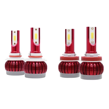 

2 Pair LED Car Light Bulbs 10000LM 72W Super Bright COB Auto Light Auto Led Head Light Car Styling Lamps 3000K Golden Yellow(H8/