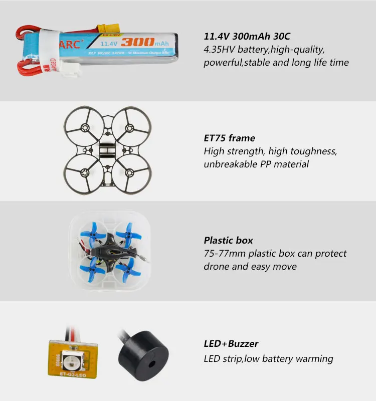 Новейший LDARC ET75 HD 74 мм F4 OSD 3S FPV гоночный Дрон PNP BNF w/Caddx черепаха V2 1080P камера-AC2000 S-FHSS+ D16 не ЕС+ D16 EU-LBT