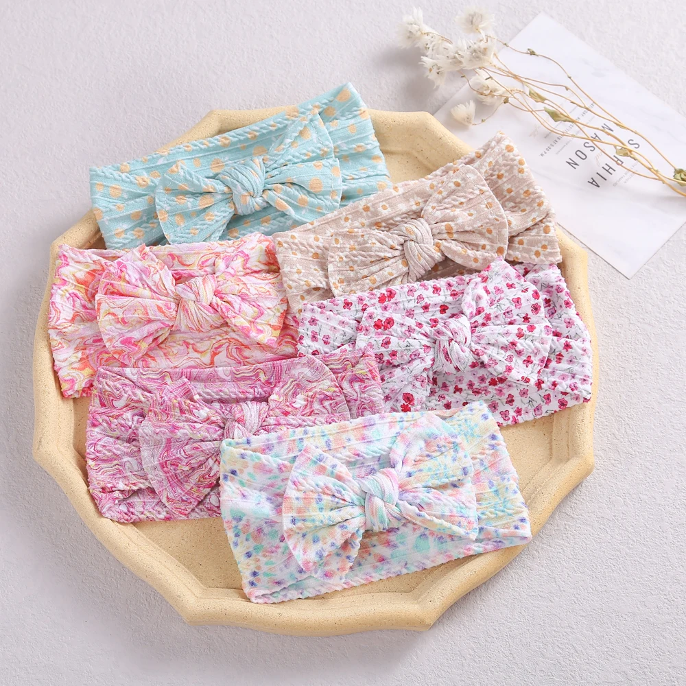 20-pcs-lot-floral-print-baby-nylon-headbands-cable-knit-nylon-bow-headwraps-kids-girls-hair-accessories