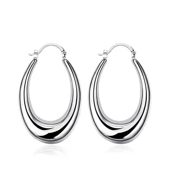 

Personality Hyperbole 925 Sterling Silver Simple Smooth Big Circle Hoop Earrings For Women Sterling-Silver-Jewelry Pendientes Ba