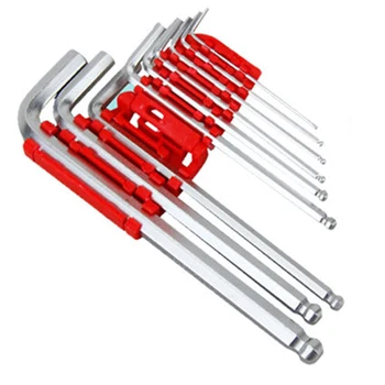 

Factory Price Direct Selling Hexagon Wrench 45# Steel 9 Pieces Set Chrome Matt Axial Rod Hexagon Wrench Wholesale