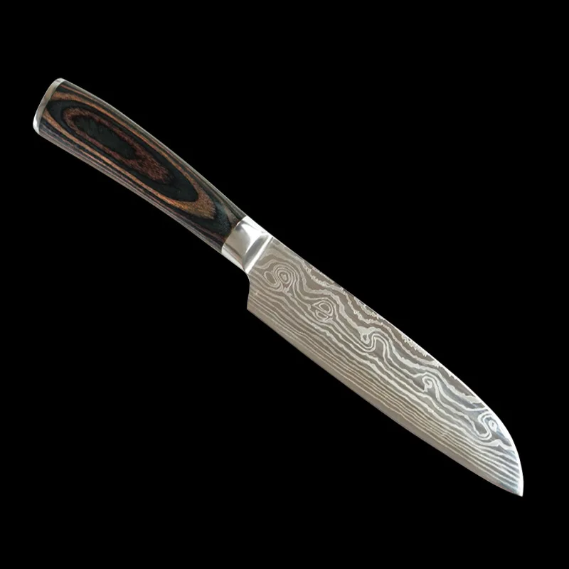 Дамасский рябь японский нож для тонкой нарезки кухни 5,5 дюймов многоцелевой нож пилинг