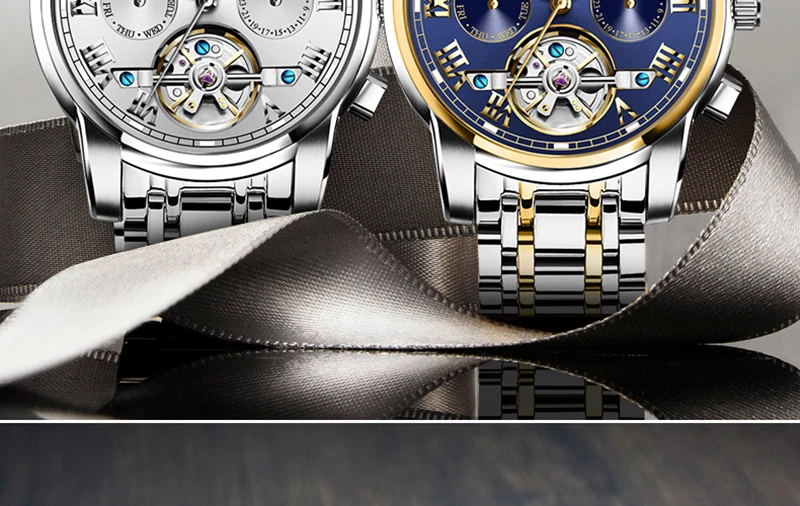 AESOP автоматические турбийон часы для мужчин наручные Скелет механические часы нержавеющая сталь мужские часы Relogio Masculino