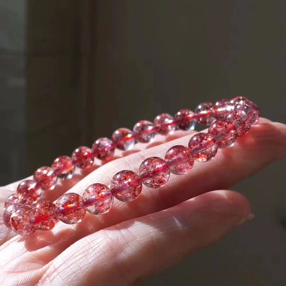Сертификат 7 мм натуральный Lepidocrocite Rutilated браслет женщина леди супер 7 Мелодия Кристалл Круглый бисер стрейч-бижутерия AAAAAA