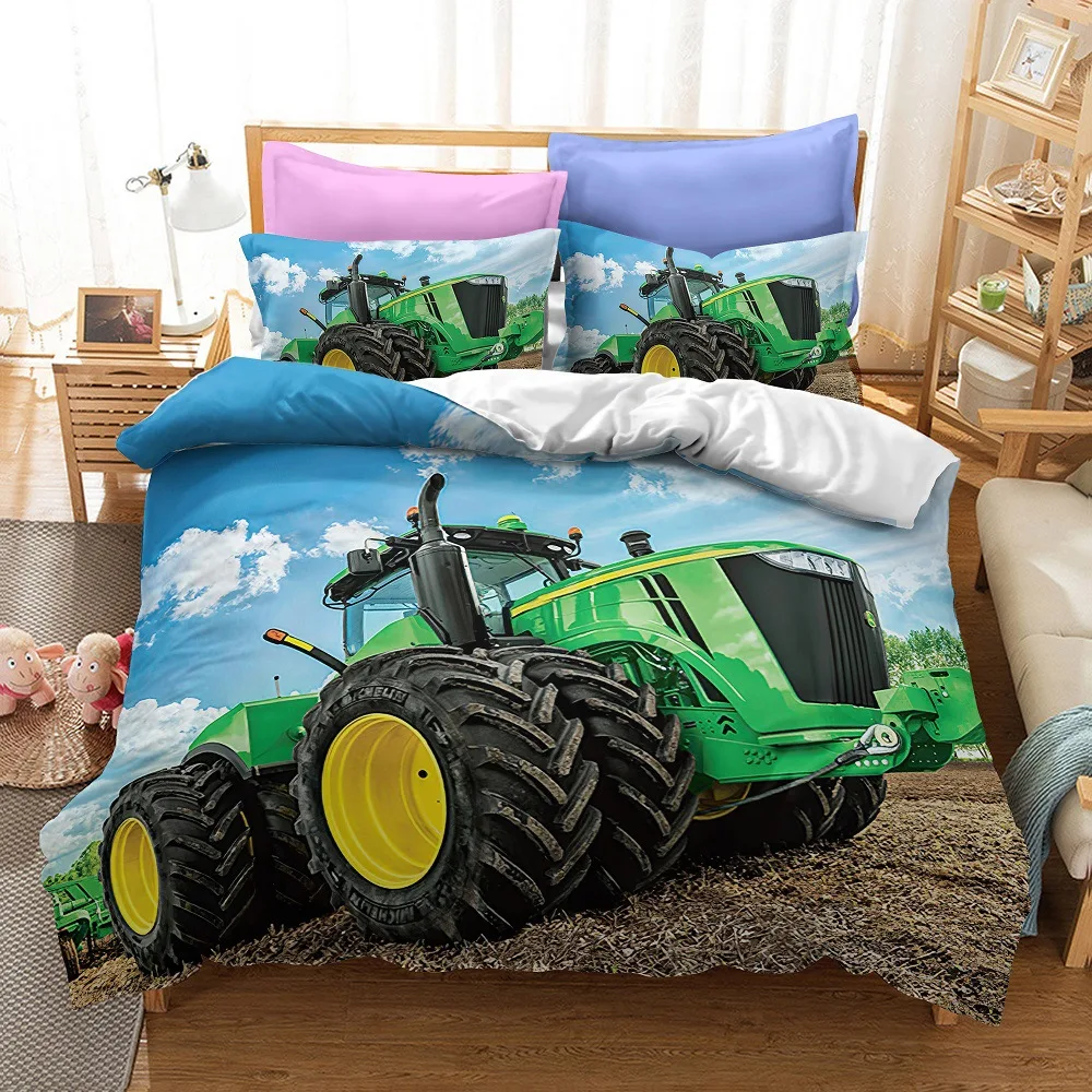 Tractor Bedding Set Bedspread Single Twin Full Queen King Size Sports