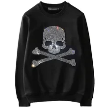 New Arrival Regular Winter Hoodie Men Hot Drill Popular Logo With Velvet Round neck Skulls Sweatshirts Male Hip Hop Topcoat