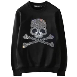 Sudadera con capucha para hombre, prenda deportiva masculina de cuello redondo y terciopelo con Logo Popular de calaveras, jersey de estilo Hip Hop de invierno, nueva llegada