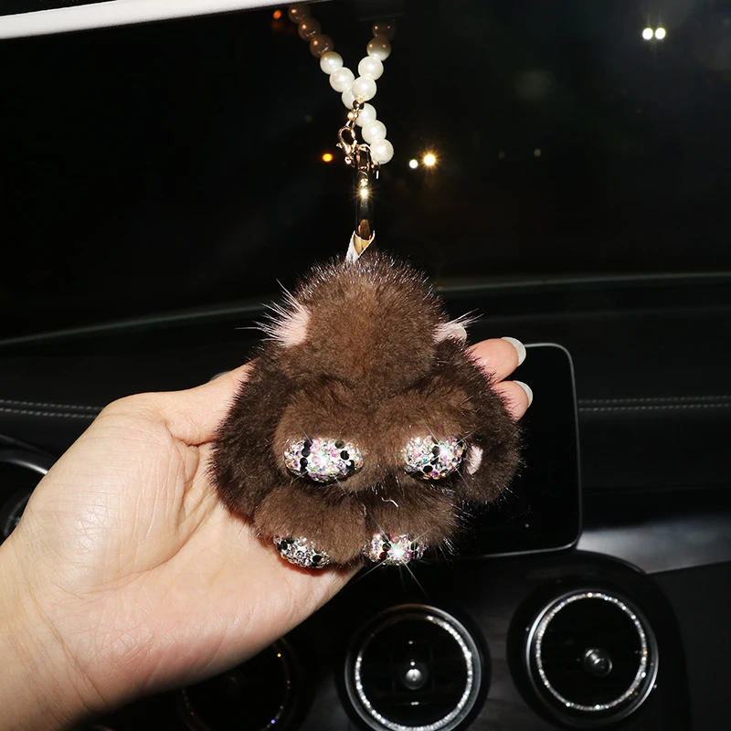 Cute Rabbit Car Hanging Ornament Diamond Car Hanging Ornament Retro Style Car Hanging Ornament
