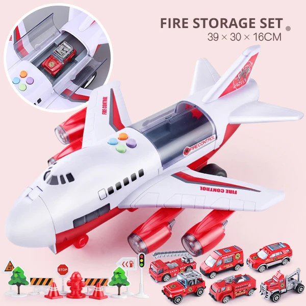 Red Fire Set2 10 стильных детских игрушек модель самолета музыкальная дорожка инерционный воздушный лайнер большой пассажирский самолет Diecasts& игрушечные транспортные средства Детские самолеты - Цвет: Red Fire Set2