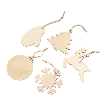 

60pcs Christmas Decoration Creative Cartoon Wood Chip Pendant Hanging Ornaments