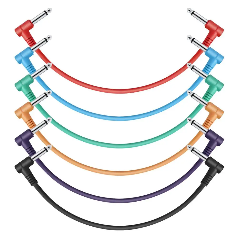 Donner гитарный эффект педали патч аудио кабели красочные 15 30 см TS 1/" правый угол штекер провода Шнур Разъем Аксессуары для гитары - Цвет: 30cm-6pcs