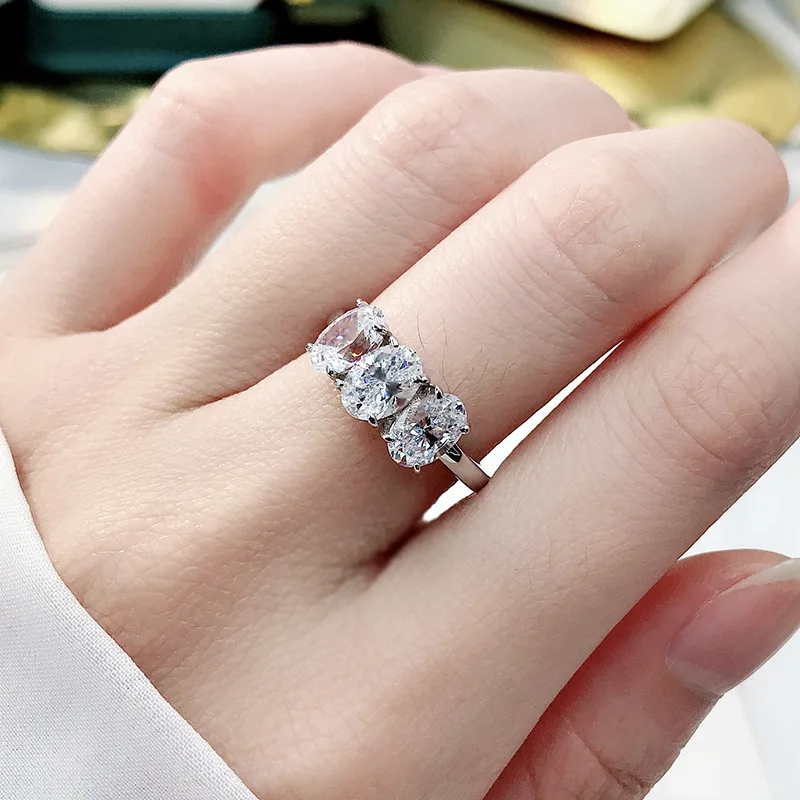 【色: ホワイト】AINUOSHI 925スターリングシルバー女性の結婚指輪5カ