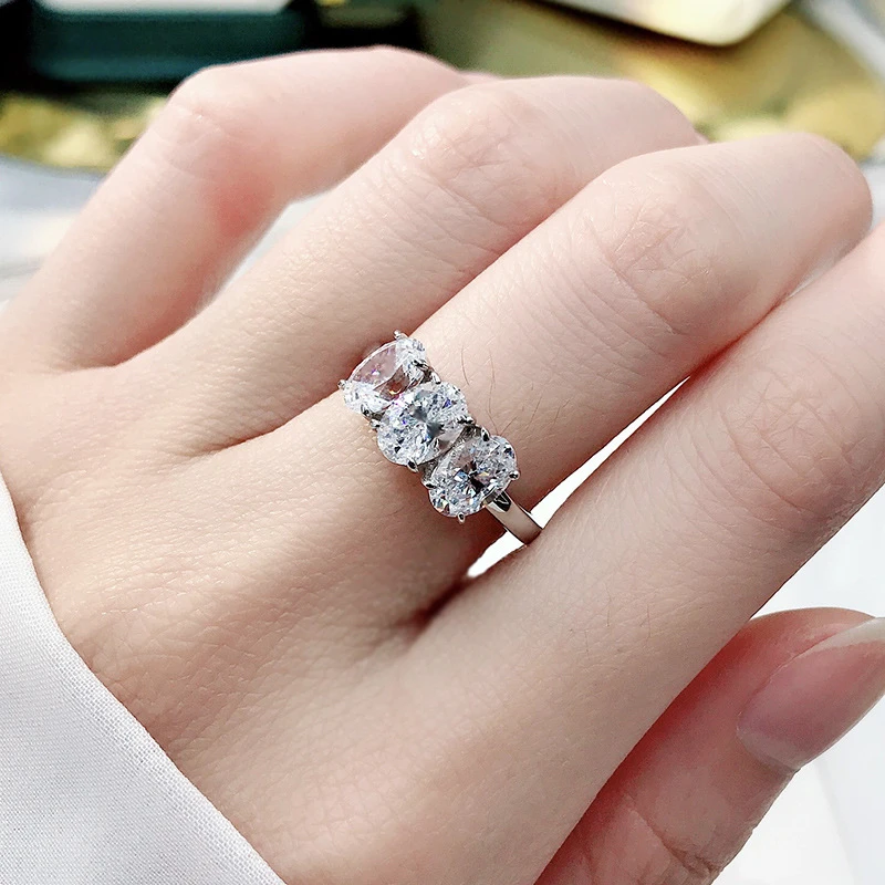 Anillo de Plata de Ley 925 de piedras brillantes, simulación de diamante, corte joyería de boda|Anillos| AliExpress