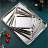 Rectangle Storage Trays Stainless Steel Household Steamed Sausage Dish Fruit Water Bread Pan Kitchen Baking Pastry Shallow Plate 3