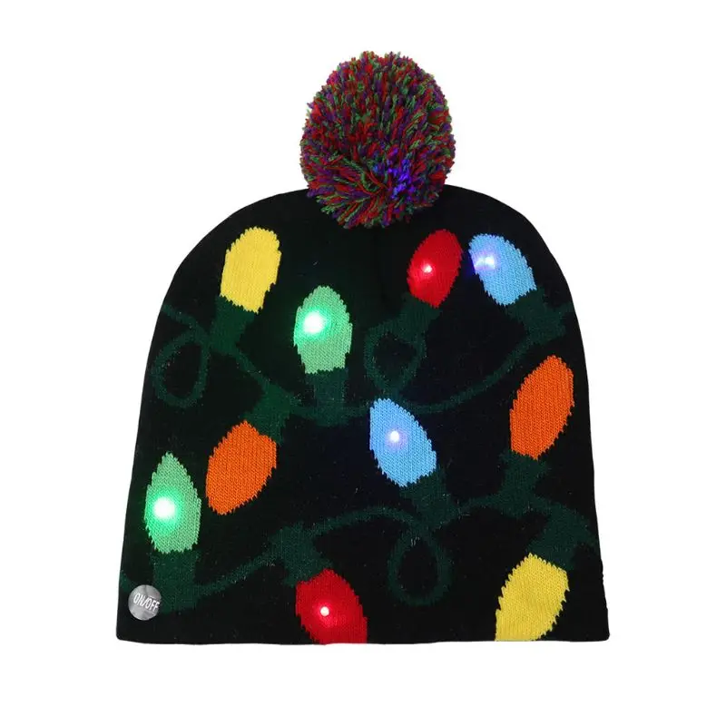 Christmas LED Knitted Beanie Hat Unisex Men and Women Winter Snow Holiday Beanie Cap Christmas Hat Xmas Gift 10 Styles - Цвет: Colorful lights