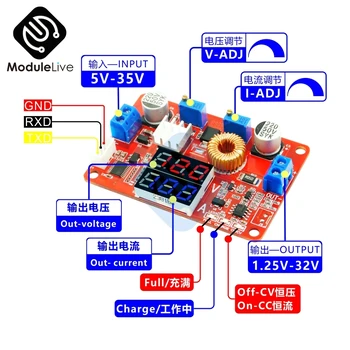 

DC-DC 5A 75W Non-isolated CC CV Buck Module Constant Current and Constant Voltage Step-down Power Supply Module Board DC 5V-35V