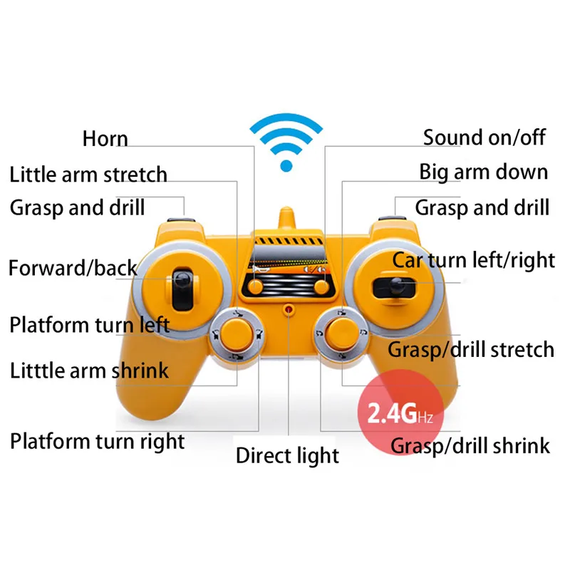 Large 61CM 17CH Alloy Remote Control Excavator Backhoe Truck Model 2.4G 30MINS Sond Light RC Truck 3-Type Engineer Vehicle Moel 6
