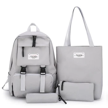 

4Pcs/Set Women Schoolbag Canvas Backpack Large Capacity School Backpack for Teenagers Travel Backpack Rucksacks Mochila