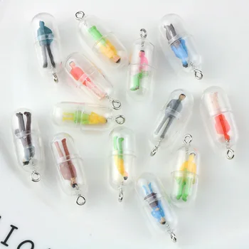 

10pcs Mixed Funny Capsule Colorful Villain Resin Charms Pendants Plastic Earring Floating Handmade DIY Jewelry Accessories FX106