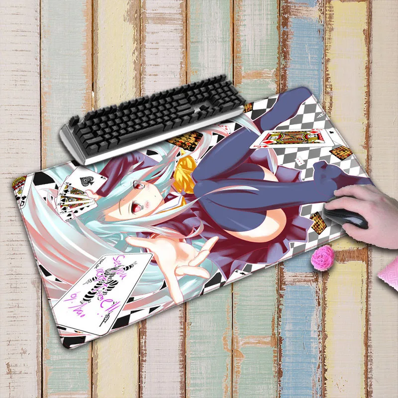  Anime NO Game No Life Large Gaming Mouse Pad Rubber Lock Edge Computer Desk Gamer Mousepad Mat For 