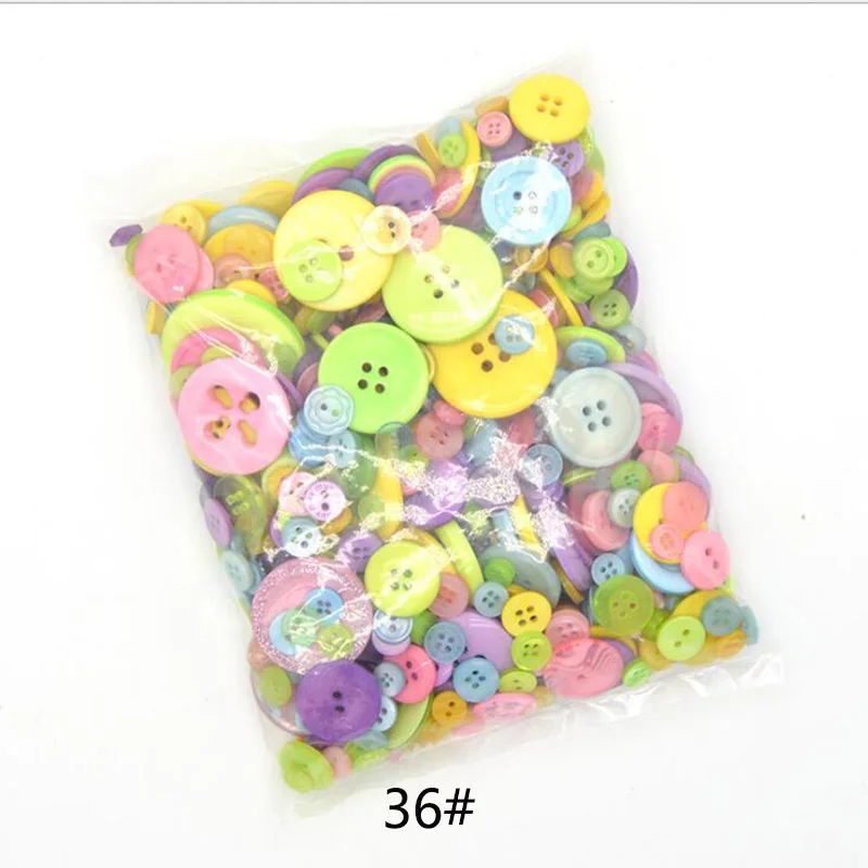 600pcs/Lots L/M/S/ Three Size Mixed Colour Resin Buttons Wholesale DIY Handmade Button Painting Button Flower Material Package - Цвет: 36 macaron color