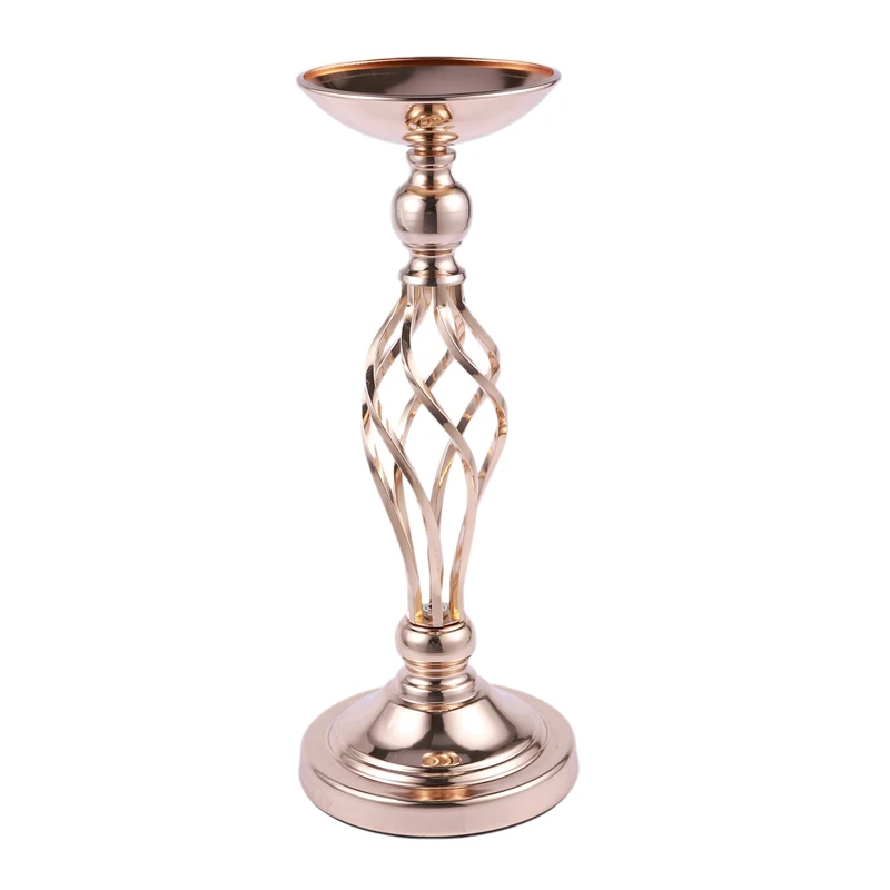 1PCS Gold Flower Vases Candle Holders Rack Stands Wedding Decoration Road Lead Table Centerpiece Pillar Party Event Candlestick