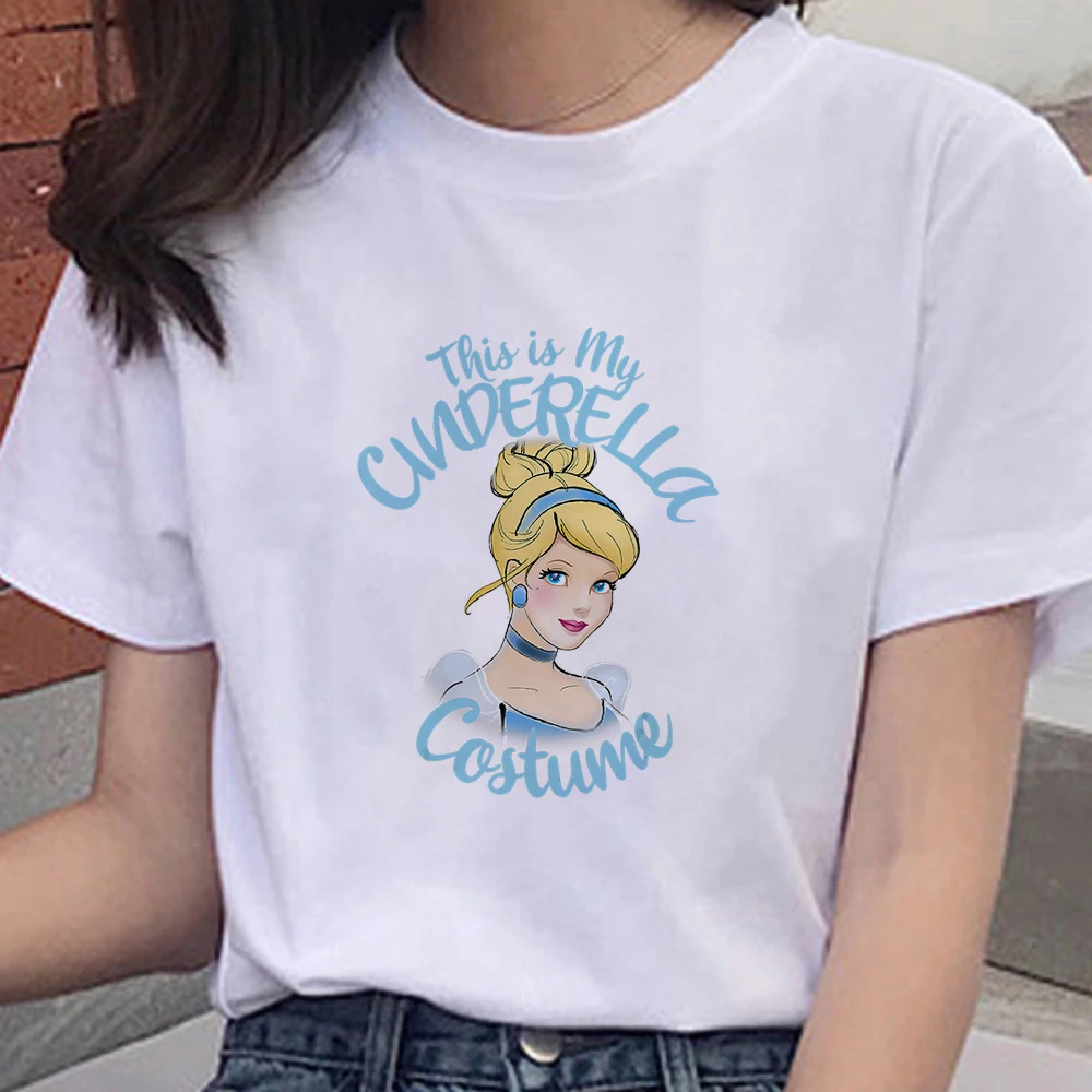 Cinderella This My Costume Halloween T Shirt Tops Disney Print Casual Short Sleeve T-shirt Harajuku AliExpress Women's