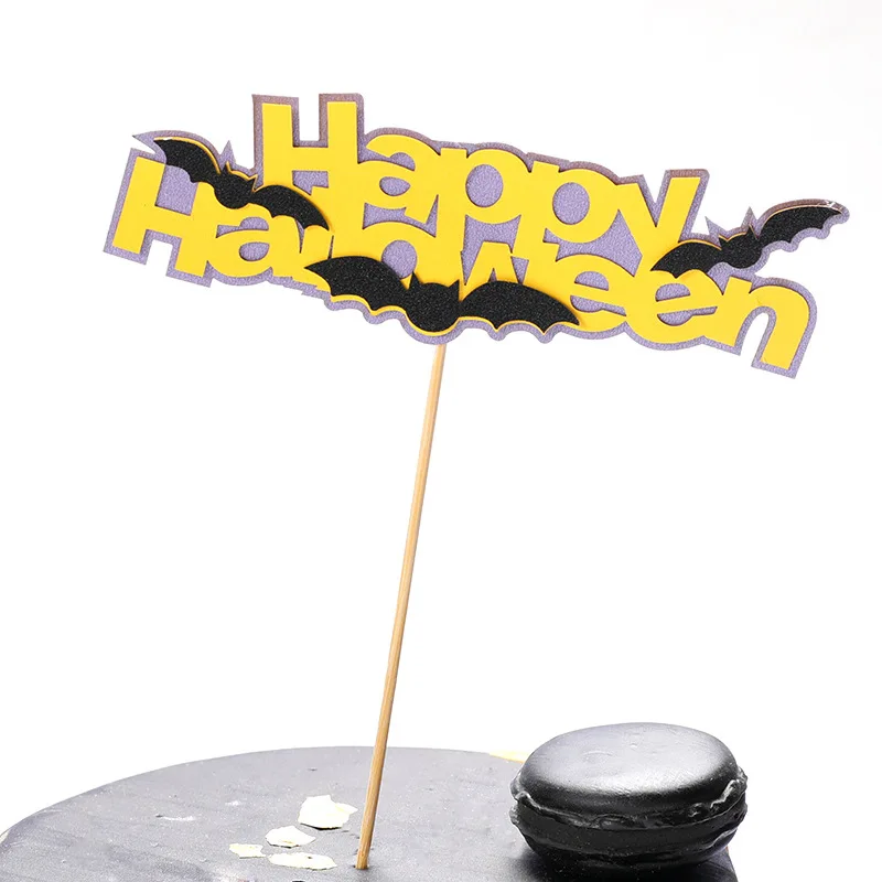 Bat Halloween Украшения для кексов на Хэллоуин, украшения для кексов, замок, призрак, ведьма вампир тыквенный пирог, флаги для детей, день рождения, свадьбы, вечеринки, украшения для выпечки - Цвет: Bat Halloween