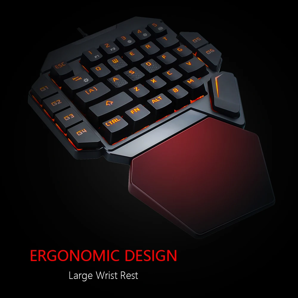 RedThunder teclado de juego de una sola mano RGB retroiluminado portátil Mini teclado de juegos control de juegos ergonómico para PC PS4 Xbox Gamer - Imagen 4