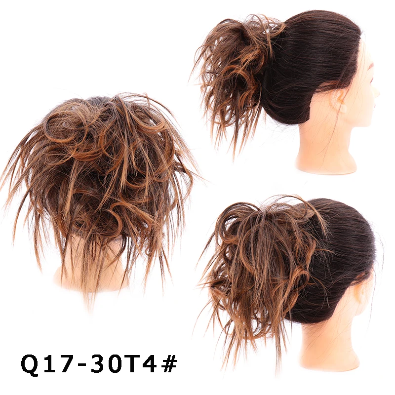 Грязные синтетические волосы булочка многоцветные длинные волосы эластичная лента для волос повязка на голову эластичная повязка парик