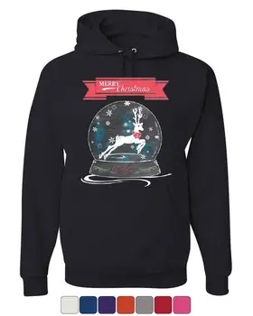 

Reindeer Snow Globe Hoodie Merry Christmas Xmas Rudolph Santa Sweatshirt