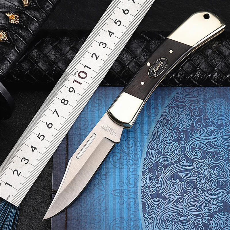 2021 New Hot Sale 7Cr17Mov Steel Tactical Folding Knife Survival Pocket Outdoor Camping Wood Handle Hunting Knives EDC Tools