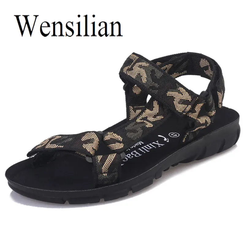

Low Heels Summer Sandals Designer Women Leisure Camouflage Summer Slippers Hook Loop Flat Casual Beach Shoes Zapatos Mujer