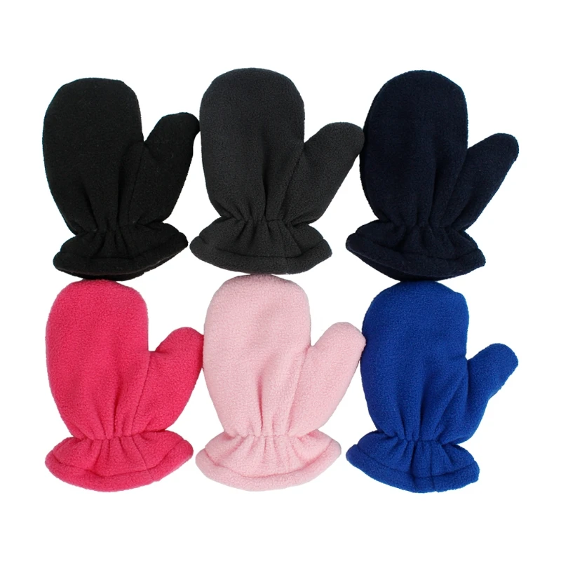 Baby Boys Girls Gloves Winter Plush Velvet Warm Mittens Children Kids Lined Fleece Thicken Gloves Baby Anti Scratching