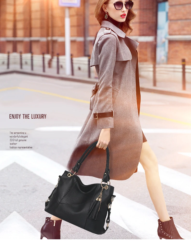 Женская сумка из искусственной кожи, роскошная дизайнерская Высококачественная сумка на плечо с кисточками, модная повседневная Вместительная женская сумка ZD1414