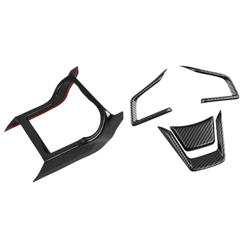 

1 Pcs Decorate Carbon Fiber Style Water Cup Holder Cover & 1 Pcs Steering Wheel Switch Trims Cover for Subaru Forester