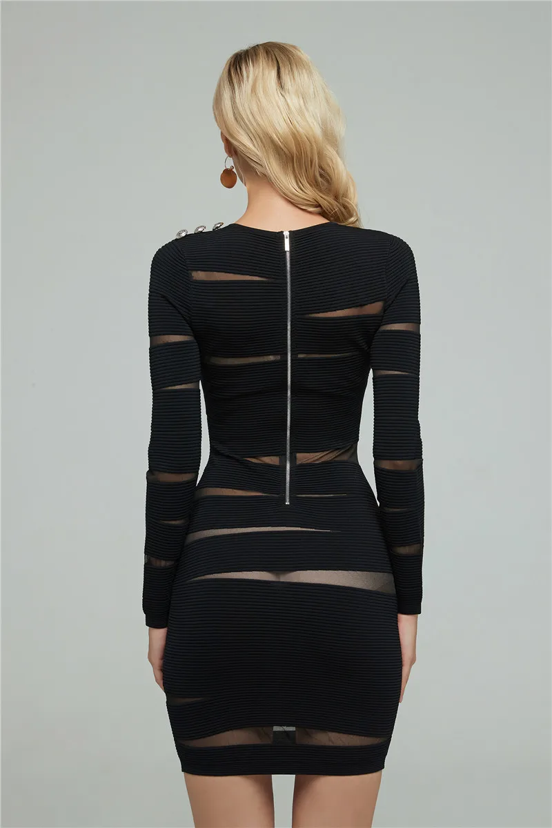 Высокое качество Черный Фиолетовый с длинным рукавом Твердые Bodycon Зимние женские Бандажное платье ночные вечерние платья