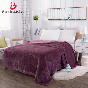

Bubble Kiss Coral Fleece Blanket Solid Color Grille Flannel Sofa Blanket European Style Throw Blanket Double Design Blanket