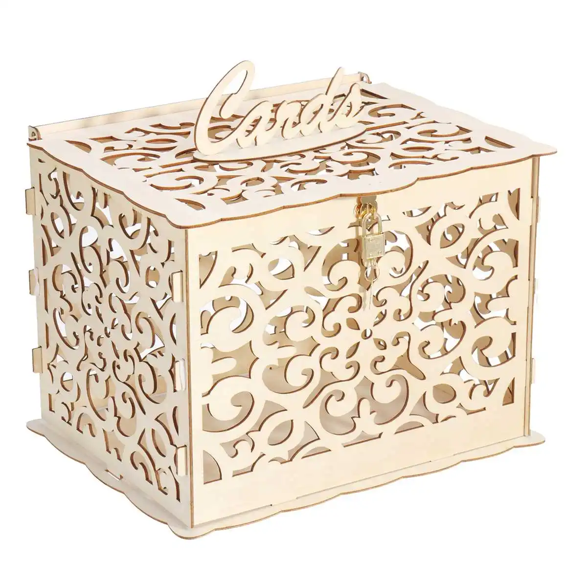 DIY коробка для свадебных подарочных карт деревянная копилка с замком и ключом Красивые свадебные украшения для дня рождения Декор