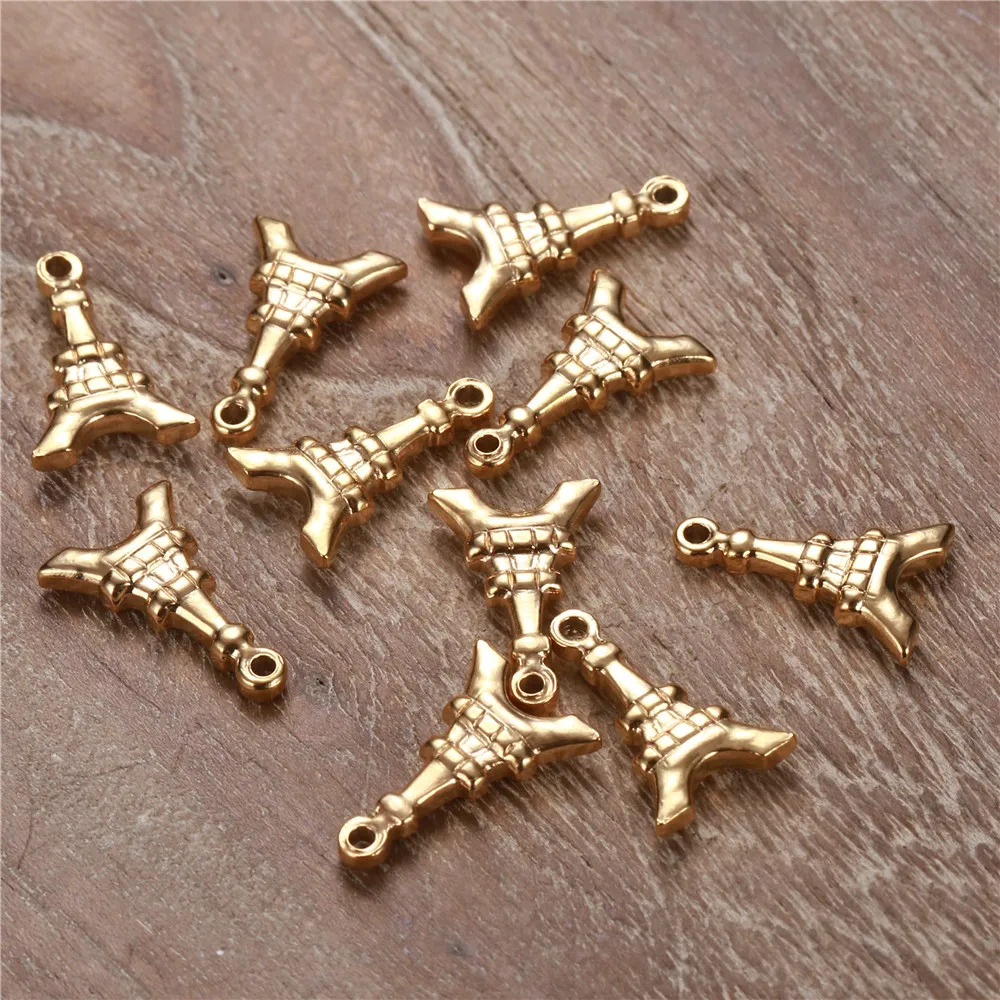 

10PCS/lot Stainless Steel Tower Charms Gold Silver Color 3D Eiffel Tower Pendant Charms For Diy Necklace Bracelet Jewelry Making