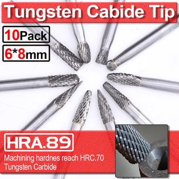 

Tungsten Steel Rasp File Drill Bits 6*6mm Die Grinder rotary burr 10pcs Tungsten Carbide Rotary Files Point Burr Shank Set D40