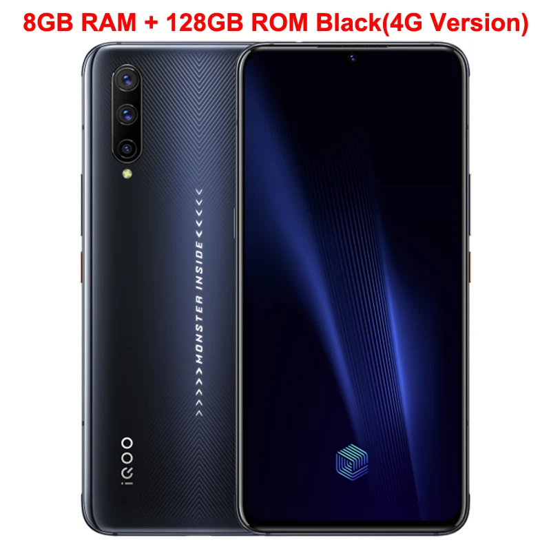 Black 8GB 128GB Мобильный телефон vivo iQOO Pro 4G, 6,41 дюймов, Super AMOLED, 8 ГБ ОЗУ, 128 Гб ПЗУ, Snapdragon 855 Plus, Android 9,0, NFC, смартфон - Цвет: Black 8GB 128GB