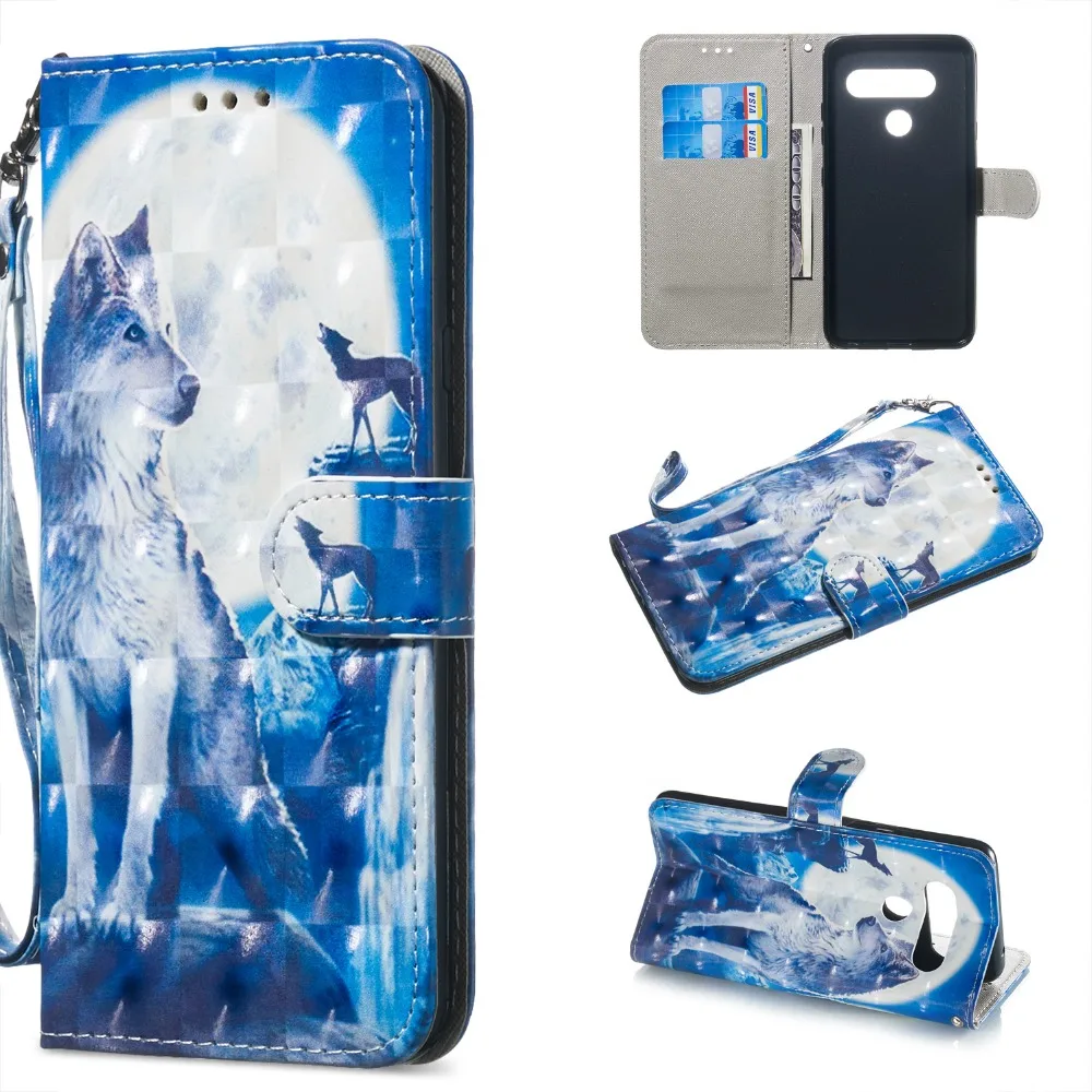Чехол для телефона Etui Coque крышка чехол для LG V30 V40 G6 G7 K8 K10 stylo4 Q8 G8 G8 ThinQ с 3D роспись из искусственной кожи чехол-портмоне с откидной крышкой