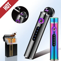 Windproof Mini Dual Arc Lighter Flameless Plasma Lighters USB Electric Lighter With LED Power Display For Cigarettes Men Gifts