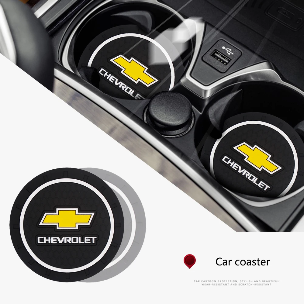

2PCS Car Coasters Slot Non-Slip Pad Water Cup Holder Mat Accessories For Chevrolet Colorado Cruze Spark Captiva Malibu Trax Aveo