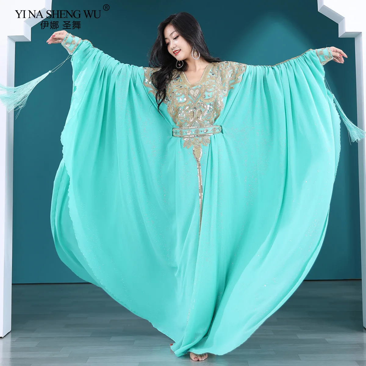 

Belly Dance Costume Long Robe Perforamce Oriental Dance Swing Tribal Khaleegy Skirt For Women Stage Wear Bellydance Dress New