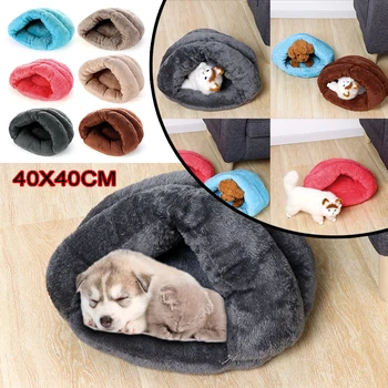 

1PC Soft Plush PP Cotton Winter Warm Pet Puppy Nest Cat Sleeping Bag Kennel Slipper Shed Shaped Cave Mat Home Pet Supply
