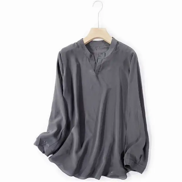 New 2021 100% Silk Blouse Top Women High Quality Pure Silk Shirt Blue Summer Broken Size Limited Quantities 6
