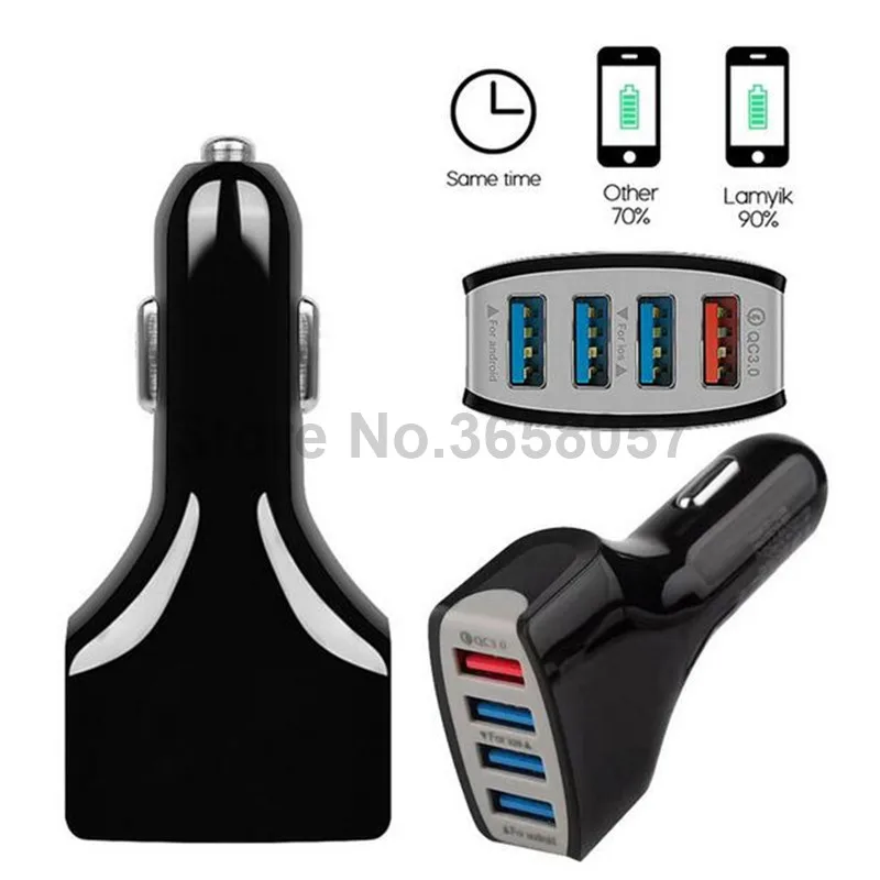 50 шт. мульти 4 порта Переходник USB для зарядки в машине разъем Быстрая зарядка QC 3,0 5 в 9 в 12 В быстрая зарядка автомобильное зарядное устройство